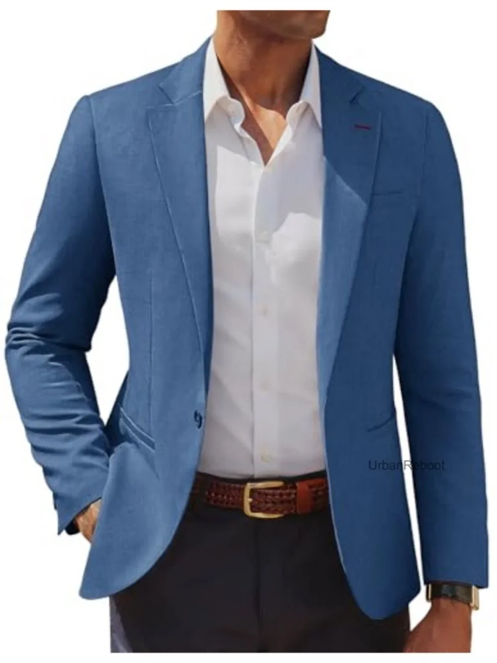 Men's Casual Blazer Lightweight Sport Coat Slim Suit Jacket Cotton Linen
